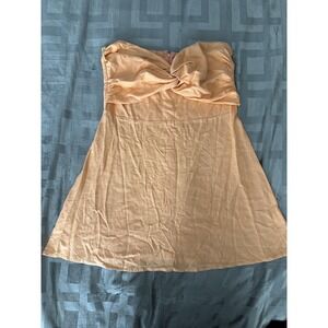 Princess Polly Dress Womens US 10 Peach Strapless Twist Front Smocked Back Linen